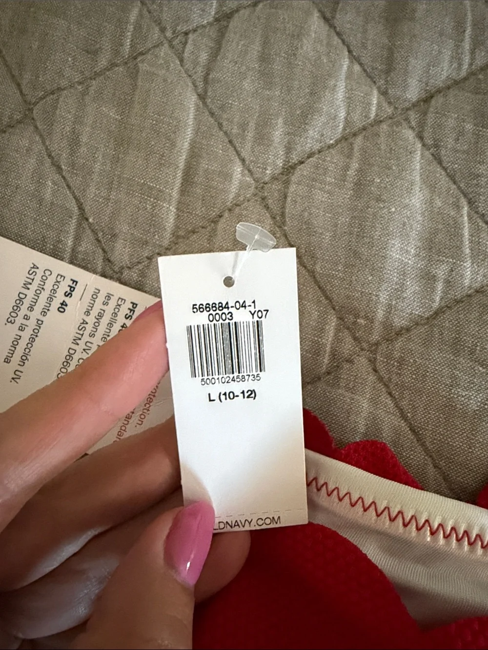 Old Navy Red One-Shoulder Scallop Trim Textured Swim Set
